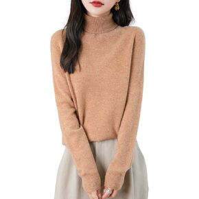 Women's Turtleneck 100% Merino Wool 2024 First-Line Ready to Wear Fall Winter Seamless Knit Pullover Sweater