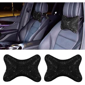 2PCS Car Neck Pillow for Driving Seat, Bling Crystal Rhinestone Diamond Comfortable Headrest Cushion, Head Rest Neck Support Relax, Car Interior Accessories for Women Girly (White) in Kuwait