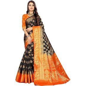 Women's Banarasi Art Silk Saree With Unstitched Blouse Piece