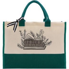 EDCTO Canvas Tote Bag, Cotton Canvas Tote Bag, Birthday Gifts for Women Librarian Book Reader Book Lover, Canvas Tote Bags for Women, Womens Weekend Bag B