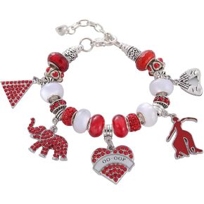 DST Sorority Bracelet for Women Greek Society Paraphernalia Gift Red Elephant Fortitude Delta Bangles Sisterhood Graduation Jewelry