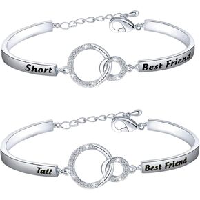 FEELMEM Tall and Short Best Friends Matching Bracelet Friendship Jewelry Gifts Best Friend Bracelet Set of 2 BFF Friendship Gifts for Women