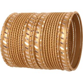 Touchstone Indian Bollywood Fashion Handcrafted Cut Metal Grain Work Textured Wrist Beautifier Magical Designer Jewelry Bangle Bracelets. Set of 24. for Women.