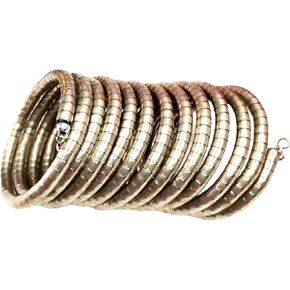 Trendy Gold Silver Bangle Bracelets Women Multi Layer Stackable Beaded Wrap Cuff Hippie Bracelets Boho Jewelry Women/Spiral Bangle (12/6 Row) Golden Silver Kada/Chudha Bracelet for Women Indian Oxidised Jewelry One Size Bangles Gifts for Her