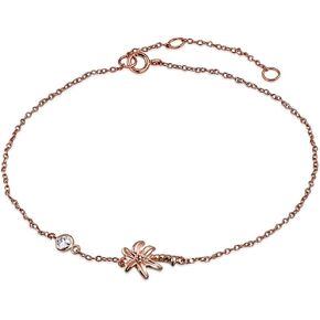 My Daily Styles 925 Sterling Silver Bezel-Set CZ Palm Tree Womens Link Chain Anklet Bracelet