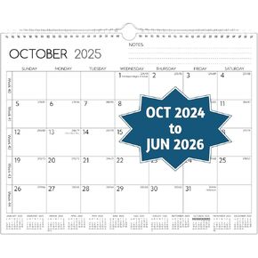 2025-2026 Wall Calendar - Jan. 2025 – Jun. 2026, 18 Months Calendar 2025-2026, 14.57 x 11.42 In, 2025 Calendar, Monthly Calendar with Week Numbers, Large Blocks, Thick Paper, Yearly Overview ＆ Notes