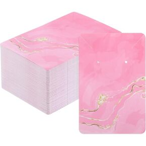 PATIKIL Earring Display Cards, 100 Pack Paper Earring Holder Blank Tags Rectangle Cardboard for Hanging Earrings Ear Studs Style 6, Pink