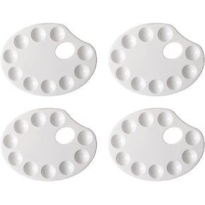 4 Pack Oval Plastic Paint Palette Trays Paint Palettes Mixing Pallets for Painting and Oil DIY Craft