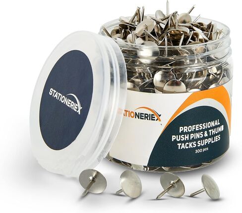 300 Silver Thumb Tacks for Bulletin Board Thumb Tacks for Wall Corkboard Map Calendar Photo -Home Office Craft Projects Heavy Duty Plastic Head Steel Pin in Kuwait