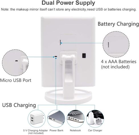 مرآة مكياج WEILY، مرآة مكياج ثلاثية الطي 1x /2x/3x مع 21 مصباح LED ومرآة شاشة تعمل باللمس قابلة للتعديل ومرايا لسطح الطاولة لمستحضرات التجميل (أبيض) in Saudi Arabia