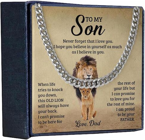 To My Son Necklace From Mom And Dad, Cuban Chain Necklace, Mother To Son Necklace, Son Gifts From Dad, Father Son Necklace, Necklace For Son, Gifts For Son Birthday Christmas, Son Jewelry From Mom in Kuwait