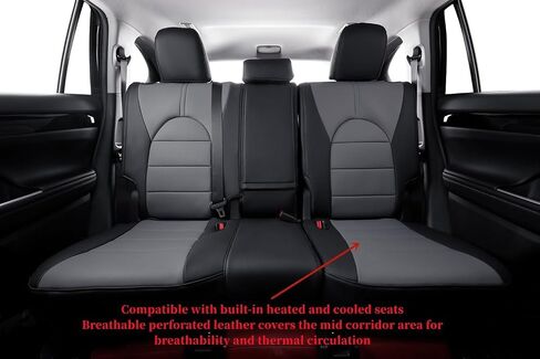 Coverdream أغطية مقاعد السيارة التجريبية الملائمة المخصصة لعام 2023 2024 2025 Honda Pilot LX، Sport، Touring، Elite، EX-L (8 ركاب)، الصف الثاني 40/60 سبليت، واقي مقعد جلدي بتغطية كاملة (مجموعة كاملة، أسود) in Kuwait