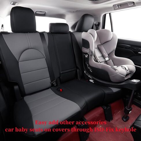 Coverdream أغطية مقاعد السيارة التجريبية الملائمة المخصصة لعام 2023 2024 2025 Honda Pilot LX، Sport، Touring، Elite، EX-L (8 ركاب)، الصف الثاني 40/60 سبليت، واقي مقعد جلدي بتغطية كاملة (مجموعة كاملة، أسود) in Kuwait