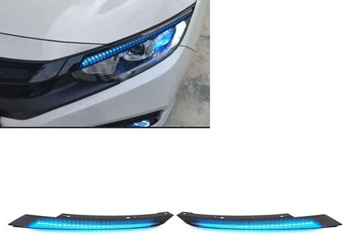 MotorFansClub 3 ألوان للحواجب الأمامية LED ضوء النهار الجري إشارة الانعطاف DRL مناسب لهوندا سيفيك 2016 2017 2018 2019 2020 2021 اليسار واليمين (2 قطعة) in Kuwait