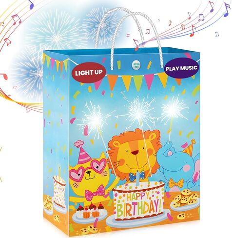 MAGICAL BAG LIGHTS & SOUND' Fireworks & Cheering' Birthday Gift Bags - Favor Bags, Music Bags for Wife, Husband, Him, Her, Women, Men & More, Birthday Bags Large Size in Saudi Arabia