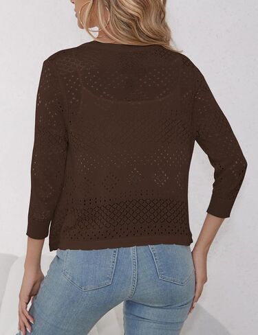 سترة REDHOTYPE النسائية 3/4 كم مفتوحة من الأمام مقصوصة سترة صيفية خفيفة الوزن مجوفة (S-XL) in Kuwait
