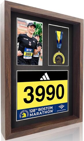 MedalAwardsRack 3 في 1 عرض صندوق الظل (ميدالية، ومرايل سباق، وعرض الصور) - عرض ميدالية ماراثون، وإطار ميدالية ماراثون، وحامل مريلة للترياتلون. in Kuwait