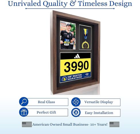 MedalAwardsRack 3 في 1 عرض صندوق الظل (ميدالية، ومرايل سباق، وعرض الصور) - عرض ميدالية ماراثون، وإطار ميدالية ماراثون، وحامل مريلة للترياتلون. in Kuwait