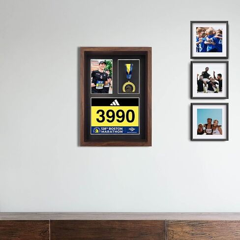 MedalAwardsRack 3 في 1 عرض صندوق الظل (ميدالية، ومرايل سباق، وعرض الصور) - عرض ميدالية ماراثون، وإطار ميدالية ماراثون، وحامل مريلة للترياتلون. in Kuwait