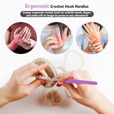 Coopay 6PCS 5.0mm Crochet Hooks for Arthritic Hands, Ergonomic Crochet Needles Grip, Smooth Knitting Hooks Head and Other Knitting Supplies - Best Valentine's Day, Mother's Day, Thanksgiving Gifts in Saudi Arabia