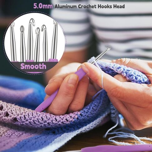 Coopay 6PCS 5.0mm Crochet Hooks for Arthritic Hands, Ergonomic Crochet Needles Grip, Smooth Knitting Hooks Head and Other Knitting Supplies - Best Valentine's Day, Mother's Day, Thanksgiving Gifts in Saudi Arabia