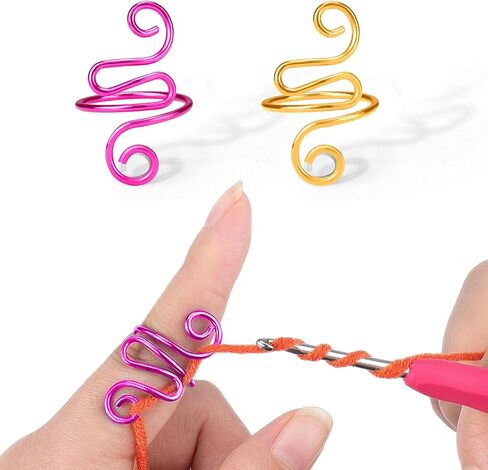 XANGNIER Adjustable Crochet Ring for Finger,Crochet Yarn Tension Rings for Crocheting, Metal Open Yarn Guide Crocheting Loop Ring,Crochet Gifts and Knitting Supplies Accessories Tool,2 PCS in Saudi Arabia
