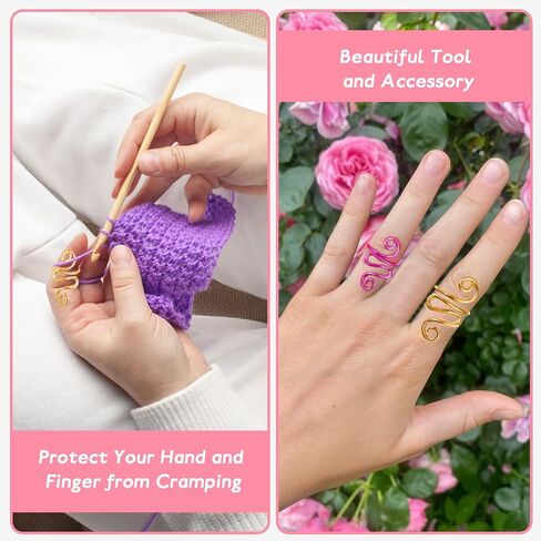 XANGNIER Adjustable Crochet Ring for Finger,Crochet Yarn Tension Rings for Crocheting, Metal Open Yarn Guide Crocheting Loop Ring,Crochet Gifts and Knitting Supplies Accessories Tool,2 PCS in Saudi Arabia