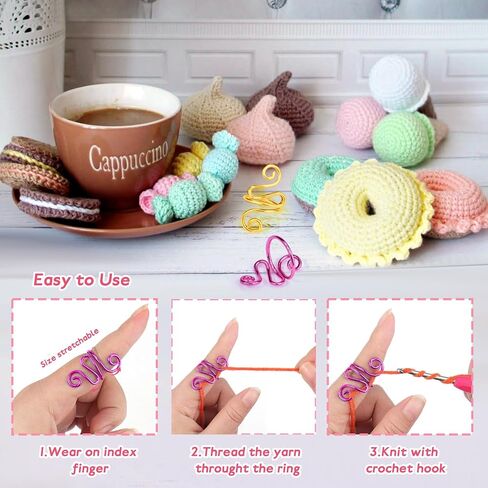 XANGNIER Adjustable Crochet Ring for Finger,Crochet Yarn Tension Rings for Crocheting, Metal Open Yarn Guide Crocheting Loop Ring,Crochet Gifts and Knitting Supplies Accessories Tool,2 PCS in Saudi Arabia