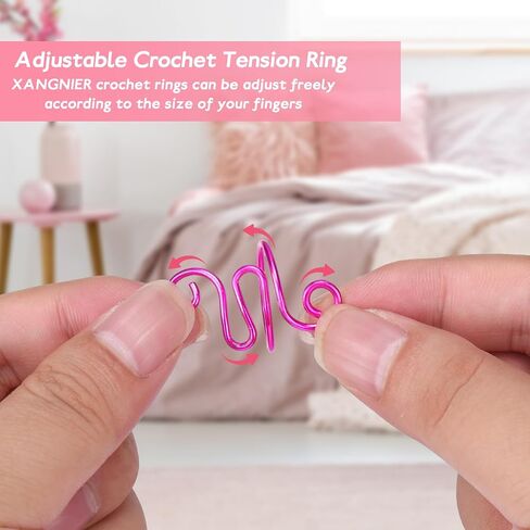 XANGNIER Adjustable Crochet Ring for Finger,Crochet Yarn Tension Rings for Crocheting, Metal Open Yarn Guide Crocheting Loop Ring,Crochet Gifts and Knitting Supplies Accessories Tool,2 PCS in Saudi Arabia