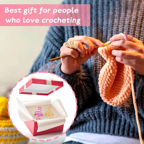 XANGNIER Adjustable Crochet Ring for Finger,Crochet Yarn Tension Rings for Crocheting, Metal Open Yarn Guide Crocheting Loop Ring,Crochet Gifts and Knitting Supplies Accessories Tool,2 PCS in Saudi Arabia