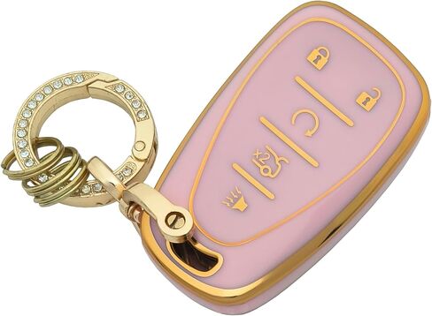 Key Fob Cover Case Shell Keychain for Suburban Tahoe Traverse GMC Acadia Yukon Cadillac Escalade SRX Buick Enclave Pink (for GMC B) in Saudi Arabia