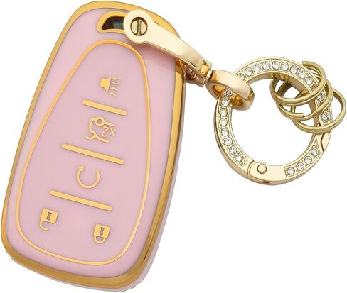 Key Fob Cover Case Shell Keychain for Suburban Tahoe Traverse GMC Acadia Yukon Cadillac Escalade SRX Buick Enclave Pink (for GMC B) in Saudi Arabia