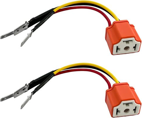 2PCS السيراميك H4 9003 HB2 الأسلاك تسخير مقبس المصباح الأمامي، مقبس ضفيرة المكونات الإناث مع 3 محول، موصل التحديثية ضوء الضباب إصلاحات دبابيس التوصيل H4 غير القياسية، اكسسوارات السيارات in Saudi Arabia