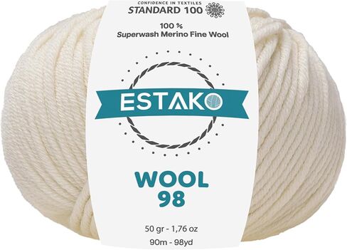 Estako Wool 98 100% Superwash Merino Wool Medium Worsted Weight Soft Knitting and Crochet Yarn 1.76 oz (50gr) 98 yds (90 m) (6351-Peach Puff) in Kuwait