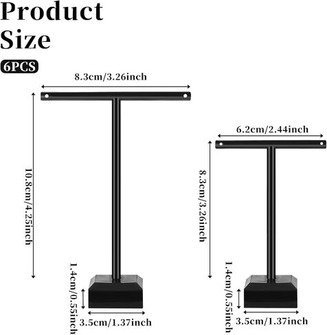 Jeffdad 6 Pcs Acrylic Earrings Display Clear Earring Display Holder T Bar Earring Organizer Tree Stand Countertop Hanging Jewelry Organizer for Necklaces Bracelet Earrings Ewelry Props Show(black) in Saudi Arabia