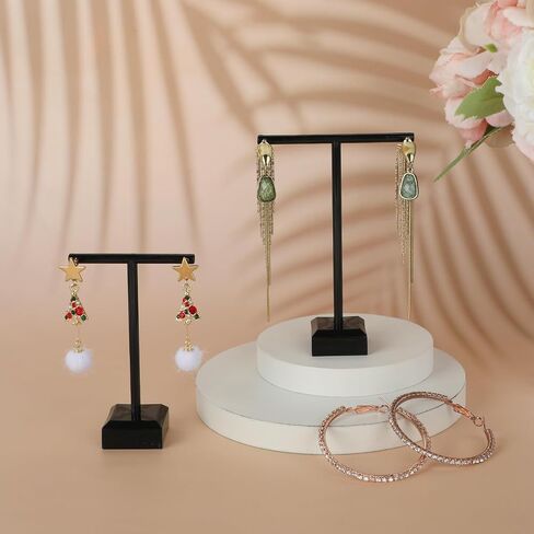 Jeffdad 6 Pcs Acrylic Earrings Display Clear Earring Display Holder T Bar Earring Organizer Tree Stand Countertop Hanging Jewelry Organizer for Necklaces Bracelet Earrings Ewelry Props Show(black) in Saudi Arabia