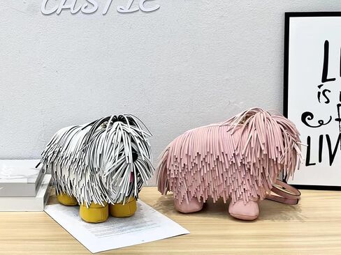 Women Luxury Designer Fringed Handbag Shoulder Bag for Women Cute Puppy Shape Evening Party bag in Saudi Arabia