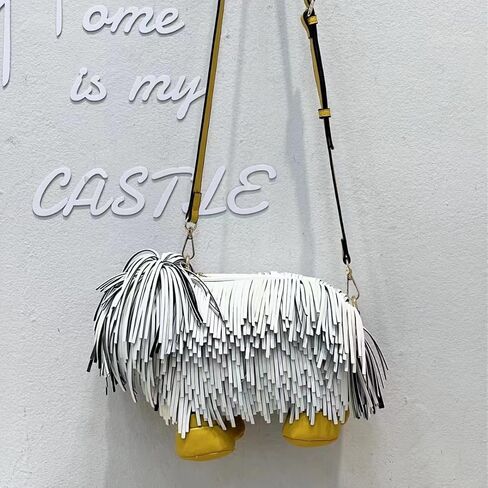 Women Luxury Designer Fringed Handbag Shoulder Bag for Women Cute Puppy Shape Evening Party bag in Saudi Arabia