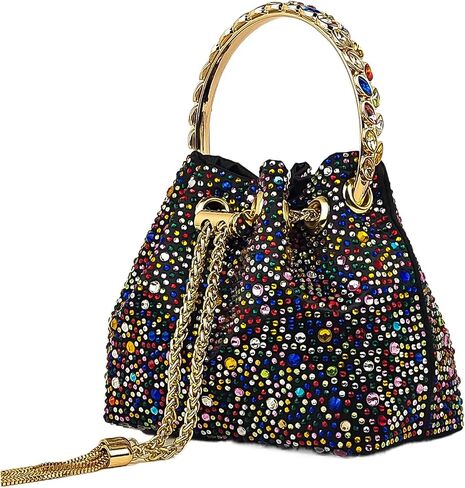 HUANG ZHUANG Colorful Crystal Soft Purse Sparkly Rhinestone Handbag Women Clutch Bling Party Crossbody Bag for Prom Cocktail in Kuwait