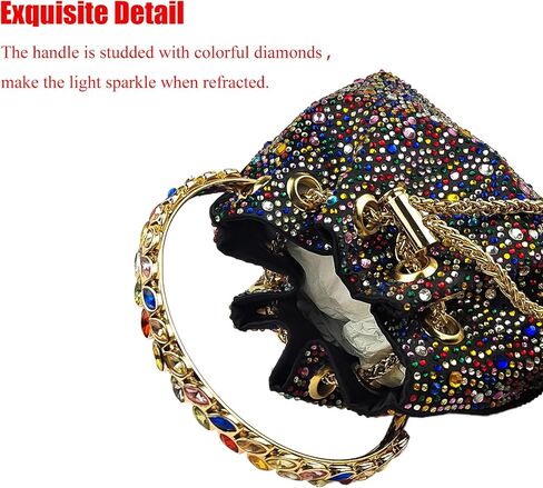 HUANG ZHUANG Colorful Crystal Soft Purse Sparkly Rhinestone Handbag Women Clutch Bling Party Crossbody Bag for Prom Cocktail in Kuwait