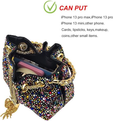 HUANG ZHUANG Colorful Crystal Soft Purse Sparkly Rhinestone Handbag Women Clutch Bling Party Crossbody Bag for Prom Cocktail in Kuwait