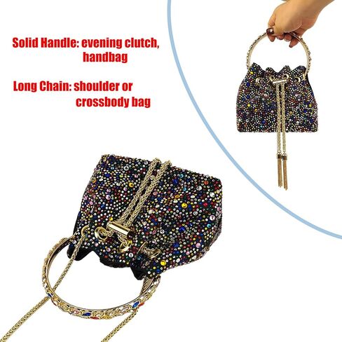 HUANG ZHUANG Colorful Crystal Soft Purse Sparkly Rhinestone Handbag Women Clutch Bling Party Crossbody Bag for Prom Cocktail in Kuwait