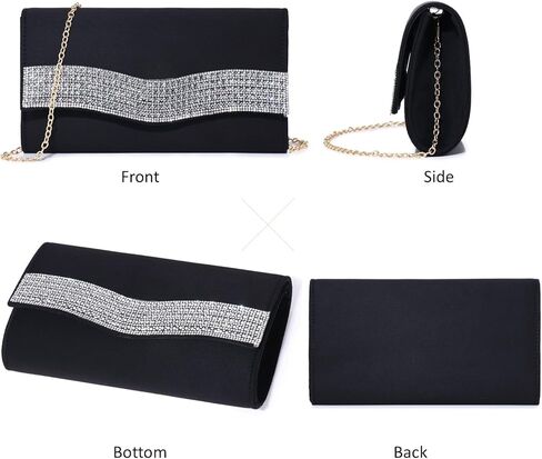 حقائب سهرة نسائية من جلد الغزال الصناعي مغلف بمقبض ومحفظة لامعة من حجر الراين حقائب يد نسائية لحفلات الزفاف والحفلات الراقصة in Kuwait