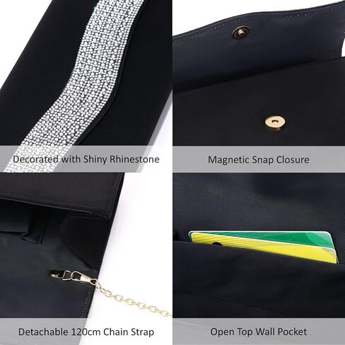 حقائب سهرة نسائية من جلد الغزال الصناعي مغلف بمقبض ومحفظة لامعة من حجر الراين حقائب يد نسائية لحفلات الزفاف والحفلات الراقصة in Kuwait