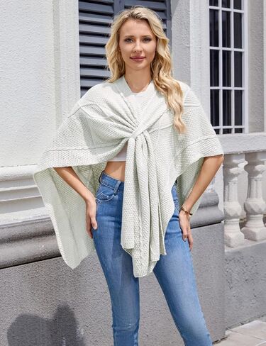 Ferand Women's Cable Knit Shawl Wraps Cross Front Lightweight Poncho Sweater for Fall Winter Fashion in Saudi Arabia