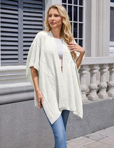 Ferand Women's Cable Knit Shawl Wraps Cross Front Lightweight Poncho Sweater for Fall Winter Fashion in Saudi Arabia