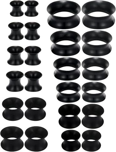 Kridzisw Silicone Ear Gauges Set 10G 8G 6G 4G 2G 0G 00G 12mm 14mm 16mm 18mm 20mm Ultra Thin Flexible Gauges Plugs Tunnels Earrings Flesh Expander Stretching Kit Gauge Earlets for Women Men in Kuwait