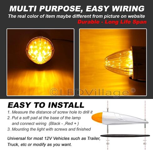 5x Smoked Lens Amber 17 LED Cab Marker Running Torpedo Lights Top Roof Chrome Bus Tractor Trailer Truck DC 12V in Saudi Arabia