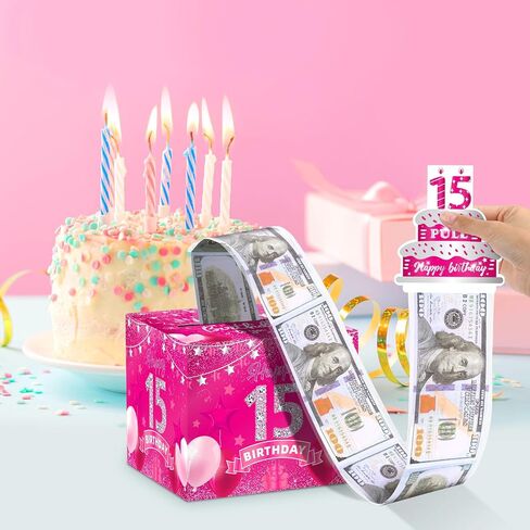 13th Birthday Gifts for Girls Hot Pink 13th Birthday Money Box for Cash Gift Pull Surprise Birthday Money Gift Boxes with Pull Out Card for Kids Pink 13th Birthday Party Decorations Supplies in Saudi Arabia