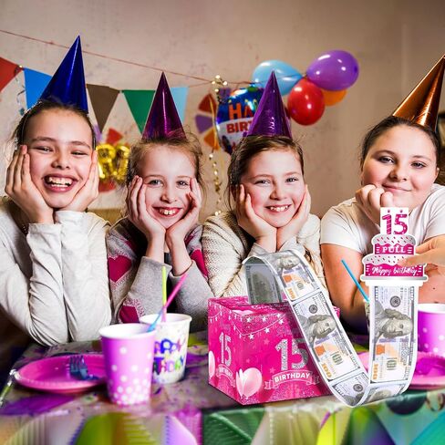 13th Birthday Gifts for Girls Hot Pink 13th Birthday Money Box for Cash Gift Pull Surprise Birthday Money Gift Boxes with Pull Out Card for Kids Pink 13th Birthday Party Decorations Supplies in Saudi Arabia